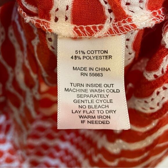 FORCYNTHIA Beachwear Textured Orange and White Coverup Oversized Tunic Top sz L - Picture 7 of 7